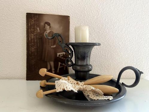 Tinnen kandelaarhouder, Antiek en Kunst, Curiosa en Brocante, Ophalen of Verzenden