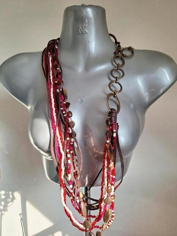 Manouk - fantasie ketting kan ook als ceintuur, Sieraden, Tassen en Uiterlijk, Kettingen, Nieuw, Overige materialen, Rood, Verstelbaar