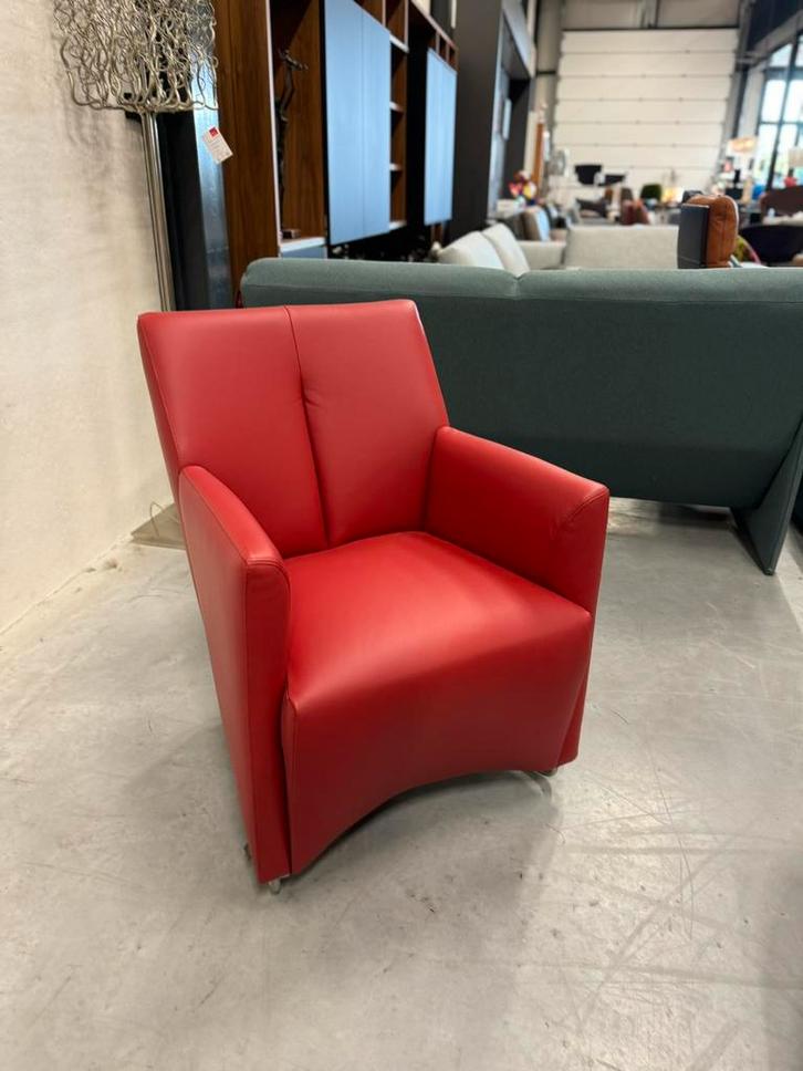 2 Nieuw Leolux Galathea Fauteuil Rood leer Design stoel, Huis en Inrichting, Fauteuils, Nieuw, Leer, 50 tot 75 cm, 75 tot 100 cm