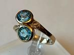 Gouden Designer ring Aquamarijn, Sieraden, Tassen en Uiterlijk, Ringen, 18 tot 19, Ophalen of Verzenden, Zo goed als nieuw, Met edelsteen