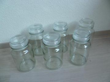 5 x Originele D.E. glazen pot + 1 “andere”. Met "stop / dop" beschikbaar voor biedingen