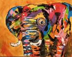 Schilderij kleurrijke olifant, Nieuw, Ophalen of Verzenden, Schilderij, Minder dan 50 cm