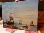 Olieverf/Paneel "Zeilschepen v d Kust" gesign E. Tercouteren, Ophalen of Verzenden