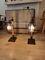 Brilliant tafellampen Matrix zwart hout E27, Ophalen, Zo goed als nieuw, Minder dan 50 cm