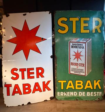 Oude Roode Ster Tabak Emaille Reclameborden beschikbaar voor biedingen