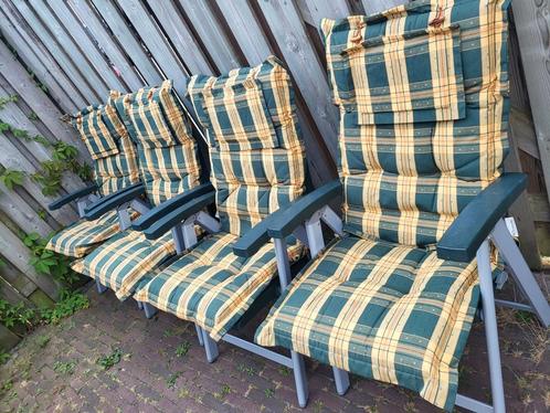 Hartman groene (+ aluminium) tuinstoelen+ Cinderella kussens, Tuin en Terras, Tuinstoelen, Gebruikt, Aluminium, Inklapbaar, Ophalen