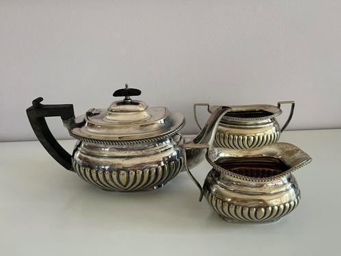Verzilverd theeservies met palissander houten handvat, Antiek en Kunst, Antiek | Goud en Zilver, Zilver, Ophalen