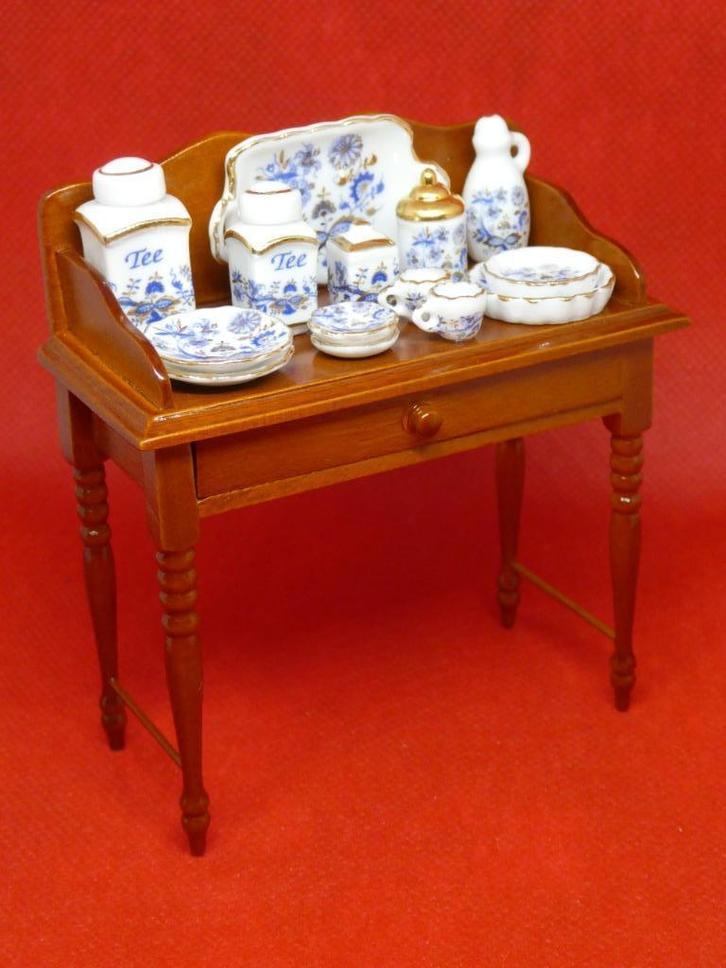 Reutter Porselein tafel met thee servies poppenhuis - NIEUW, Verzamelen, Poppenhuizen en Toebehoren, Nieuw, Poppenhuis, Ophalen of Verzenden