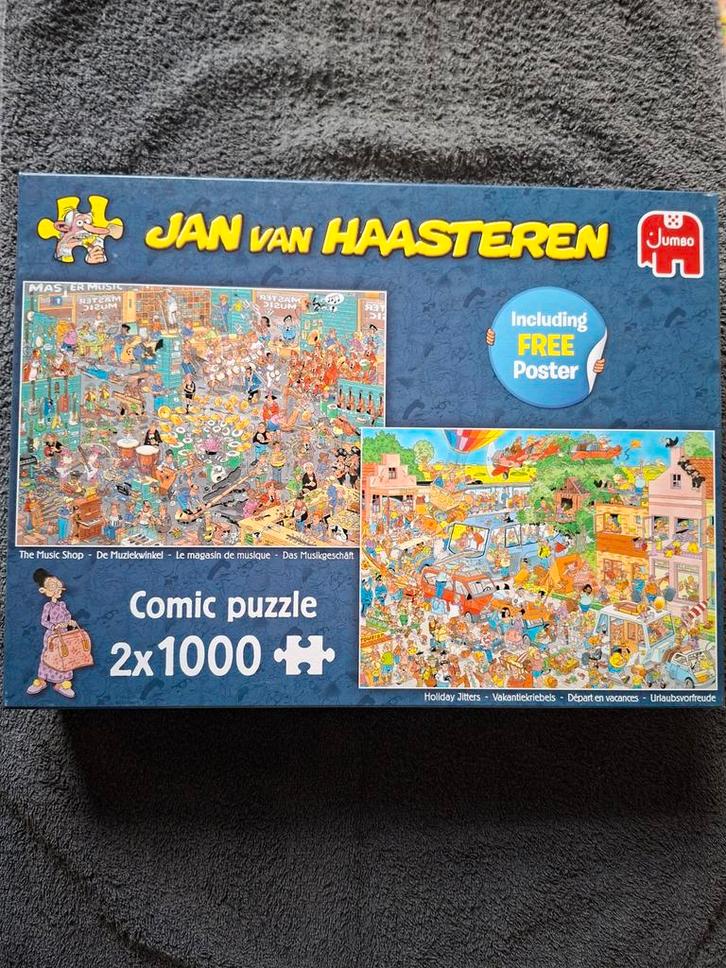 Jan van Haasteren Puzzel 2x1000 - Comic Puzzels, Hobby en Vrije tijd, Denksport en Puzzels, Zo goed als nieuw, Legpuzzel, 500 t/m 1500 stukjes