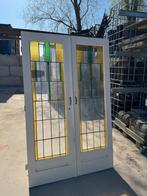 3 Sets antieke glas in lood deuren openslaand 211x135cm., Antiek en Kunst, Ophalen
