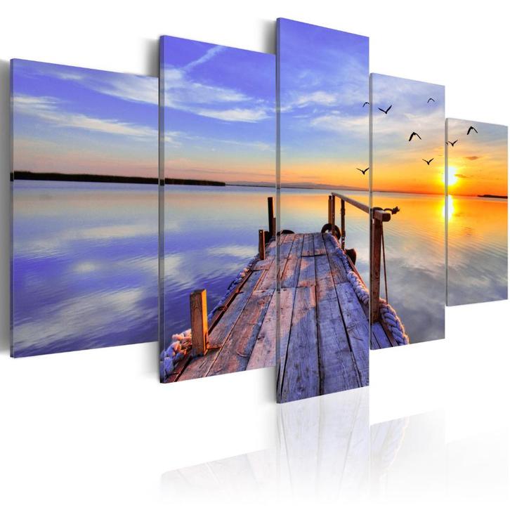 66 Sunset Steiger 5 Luik Canvas Schilderij 200x100cm, Antiek en Kunst, Kunst | Schilderijen | Modern, Ophalen of Verzenden