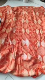 Vintage deken viscose oranje wit, Gebruikt, Eenpersoons, Oranje, Ophalen of Verzenden