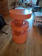 Retro cassettebandjes-opbergsysteem op wieltjes, bijzettafel, Ophalen, Gebruikt, Hout, Cd's