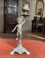 Messing kandelaar met putto / engel / cherubijn, Ophalen of Verzenden, Koper of Brons