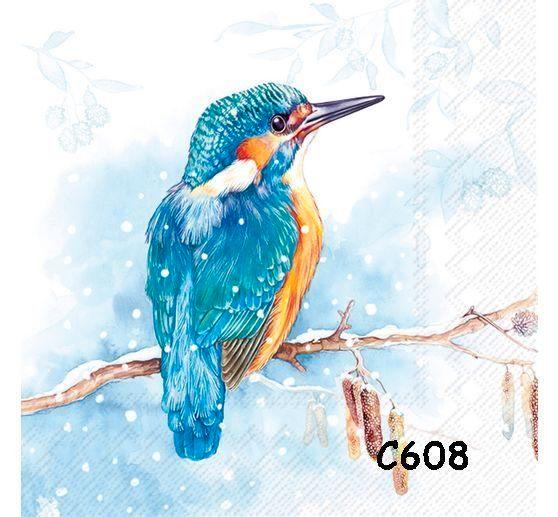 Servetten decoupage/bullet journal – ijsvogel C608, Hobby en Vrije tijd, Knutselen, Nieuw, Materiaal, Verzenden