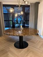Prachtige bruine ronde marmeren eettafel 160 cm, Huis en Inrichting, Ophalen, Overige materialen, 150 tot 200 cm, Rond