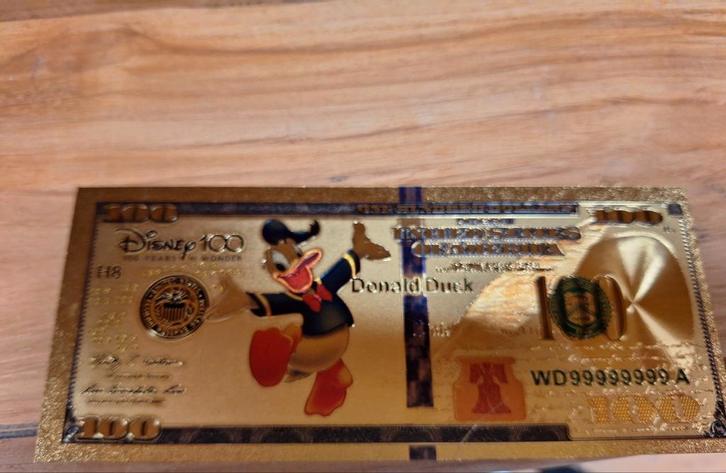 Golden collector bankbiljet Disney, Verzamelen, Disney, Zo goed als nieuw, Ophalen of Verzenden