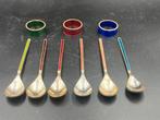 Mid Century Emaille Lepeltjes & Servetringen Scandinavisch, Antiek en Kunst, Antiek | Bestek, Ophalen of Verzenden