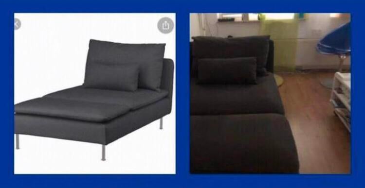 SODERHAMN HOES GRIJS ANTRACIET CHAISE LONGUE, Ophalen, Zo goed als nieuw, Tweepersoons, Grijs