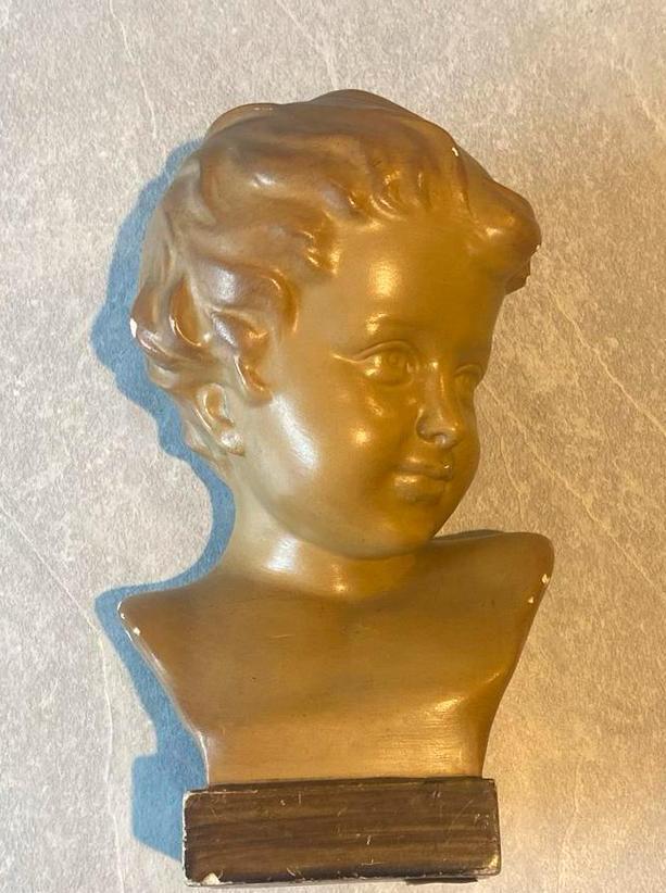 Antiek Frans borstbeeld van gips met originele verf, Antiek en Kunst, Kunst | Beelden en Houtsnijwerken, Ophalen