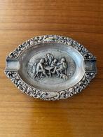 Vintage verzilverde asbak – landelijke herbergscène, Verzamelen, Ophalen of Verzenden, Gebruikt, Asbak