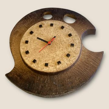 Vintage Keramiek Wandklok 60s Brutalist beschikbaar voor biedingen