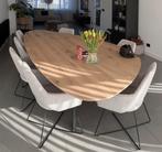 Eikenhouten tafel met kiezelvorm + salontafel in overleg, 100 tot 150 cm, Kiezelvorm, Eikenhout, 200 cm of meer