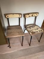 2 Oude Schoolstoeltjes - Kleinere Maat, Huis en Inrichting, Stoelen, Gebruikt, Twee, Overige kleuren, Ophalen of Verzenden