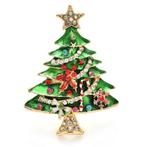 Kerstboom broche strass Christmas Kerst, Overige materialen, 4 tot 7 cm, Overige kleuren, Nieuw