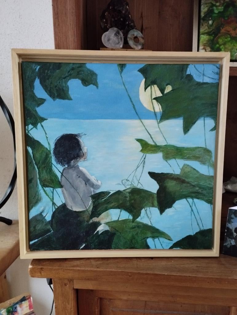 Mooi schilderij incl baklijst afm ca 40x40 cm, Ophalen of Verzenden