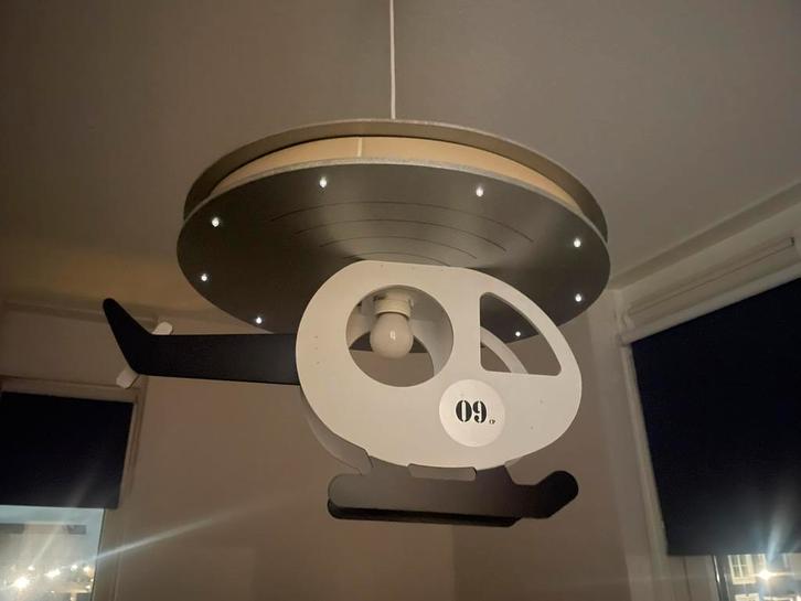 Plafondlamp helikopter, Huis en Inrichting, Lampen | Plafondlampen, Zo goed als nieuw, Hout, Ophalen of Verzenden
