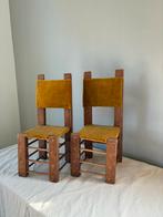 Vintage brutalist decoratie stoeltjes hout & fluweel h34cm, Ophalen of Verzenden, Zo goed als nieuw, Hout