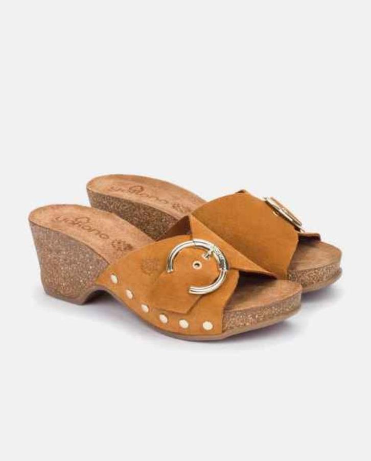 Yokono Canarias sloffen mt 39 bruin leer nieuwprijs €75, Kleding | Dames, Schoenen, Zo goed als nieuw, Pantoffels of Sloffen, Bruin