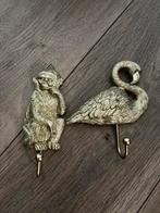 Gouden Flamingo & Aap Kapstokhaken, Huis en Inrichting, Woonaccessoires | Kapstokken, Gebruikt, Wandhaken, Ophalen of Verzenden