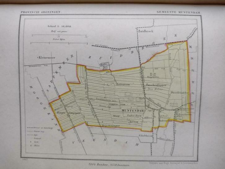 30 / Muntendam  / de Baggelputten / Litho1867  Kuyper GRO, Antiek en Kunst, Kunst | Litho's en Zeefdrukken, Ophalen of Verzenden
