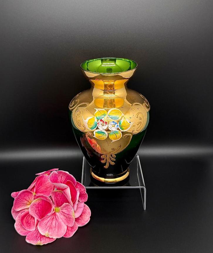 24K bladgoud - Italiaanse Murano Venetiaanse vaas, Antiek en Kunst, Antiek | Glas en Kristal, Verzenden