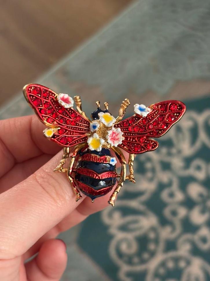 Broche insecten vliegen wesp bijen, Sieraden, Tassen en Uiterlijk, Broches, Nieuw, Overige materialen, Goud, Minder dan 4 cm, Met parel