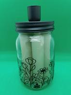 Glazen pot met kaarsen, Ophalen of Verzenden, Nieuw, Overige materialen, Minder dan 25 cm