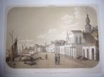 KAMPEN - Gezigt aan de kade bij de IJsselbrug. Litho ca.1857, Antiek en Kunst, Kunst | Etsen en Gravures, Ophalen of Verzenden