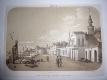 KAMPEN - Gezigt aan de kade bij de IJsselbrug. Litho ca.1857 beschikbaar voor biedingen