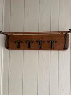 Vintage Wandkapstok met Houten Plank en Metalen Haken, Gebruikt, Minder dan 100 cm, Hout, Ophalen