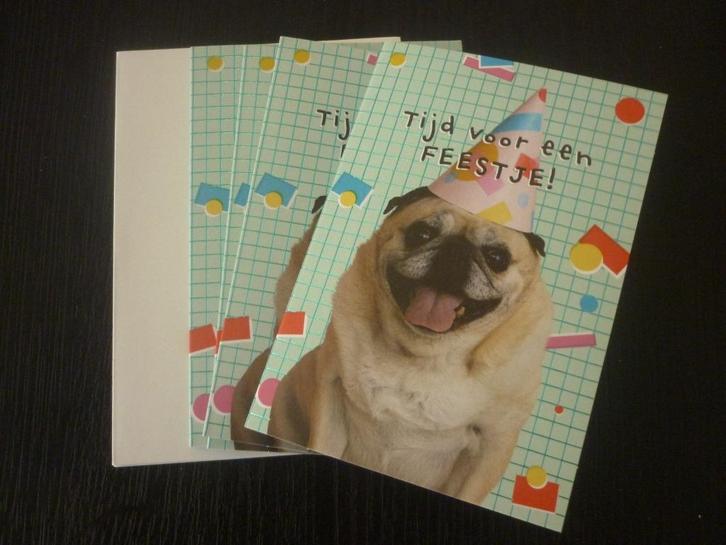 Uitnodiging kinderfeestje / 4 uitnodigingen feesthond, Hobby en Vrije tijd, Feestartikelen, Nieuw, Overige typen, Verjaardag, Ophalen of Verzenden