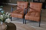 2x cube fauteuils cognac, Ophalen, Zo goed als nieuw, Twee
