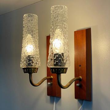 set LAMPEN Deens vintage Mid Century design teak messing MCM beschikbaar voor biedingen