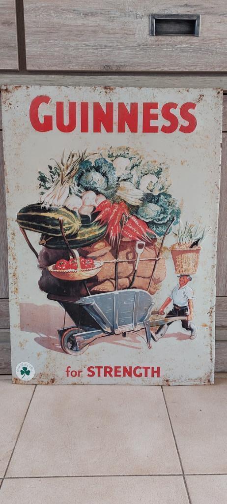 Zeldzaam oud reclamebord Guinness (73 x 50 cm), Verzamelen, Biermerken, Gebruikt, Reclamebord, Plaat of Schild, Overige merken