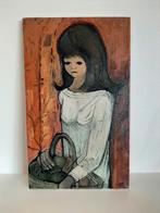 Schilderij portret meisje vrouw, Antiek en Kunst, Ophalen of Verzenden