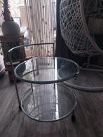 Glazen bijzettafel, 60x61cm, Gebruikt, Rond, Glas, Modern