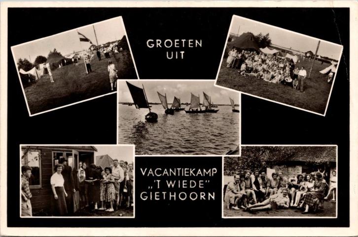 Vacantiecamp 't Wiede Giethoorn - 2 ansichtkaarten, Verzamelen, Ansichtkaarten | Nederland, Ongelopen, Overijssel, 1960 tot 1980