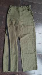 Linnen groene broek met zwarte zijstrepen | Costes | XS, Ophalen of Verzenden, Zo goed als nieuw, Costes, Maat 34 (XS) of kleiner