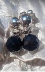 Ti Sento oorstekers met onyx, Ophalen of Verzenden, Zo goed als nieuw, Zwart, Zilver